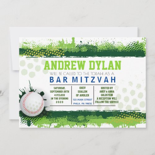 BASEBALL SPLASH Bar Mitzvah Invitation