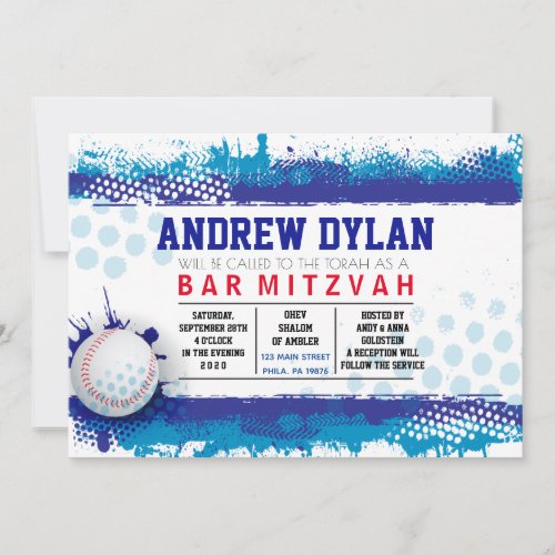 BASEBALL SPLASH Bar Mitzvah Invitation