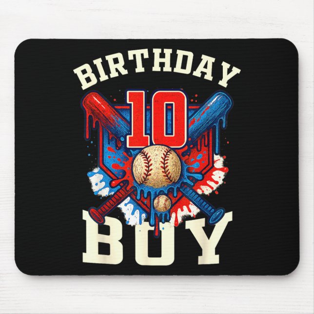 Baseball Splash Drip 10th Birthday Srts Lover Boy  Mouse Pad (Front)