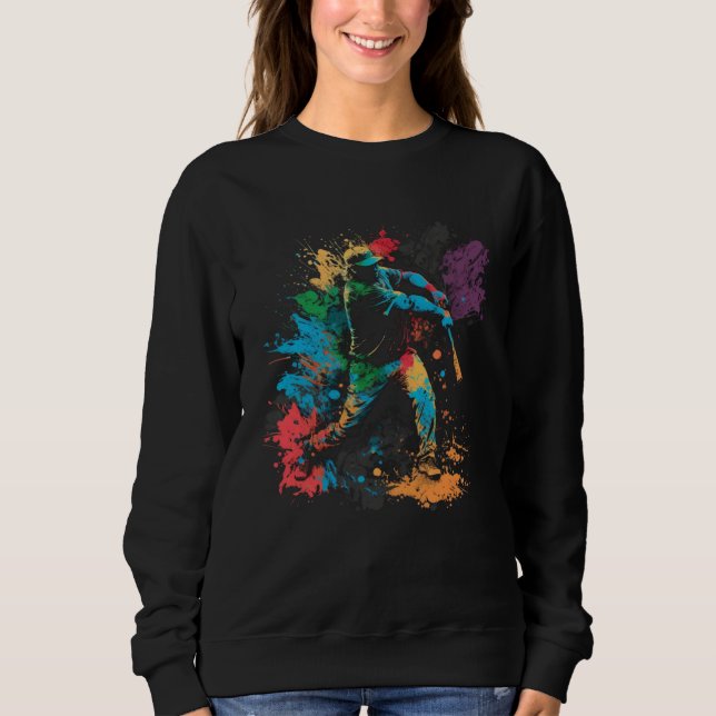 Baseball Splash Retro Baseball Bat Baseballer Sweatshirt (Front)