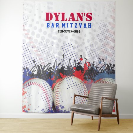 Baseball Splatter Bar Mitzvah Photo Op Backdrop