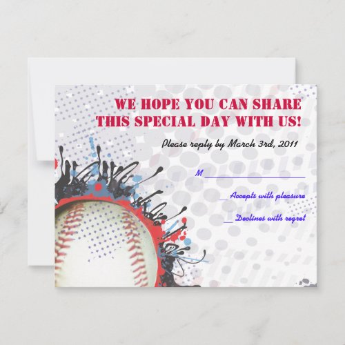 Baseball Themed Bar Mitzvah Invitation reply card