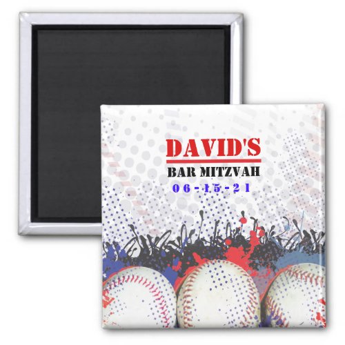 BASEBALL SPLATTER Bar Mitzvah Save the Date Magnet