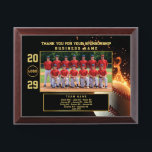 Baseball Sponsor Gift – Custom Team Appreciation Award Plaque<br><div class="desc">Honor your team's sponsor with this dynamic and fully customizable baseball plaque — a perfect way to show appreciation at the end of the season. Set against a bold black background, the design features a flaming baseball graphic bursting with energy, symbolizing power and team spirit. At the center, there’s a...</div>
