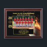 Baseball Sponsor Gift – Custom Team Appreciation Award Plaque<br><div class="desc">Honor your team's sponsor with this dynamic and fully customizable baseball plaque — a perfect way to show appreciation at the end of the season. Set against a bold black background, the design features a flaming baseball graphic bursting with energy, symbolizing power and team spirit. At the center, there’s a...</div>