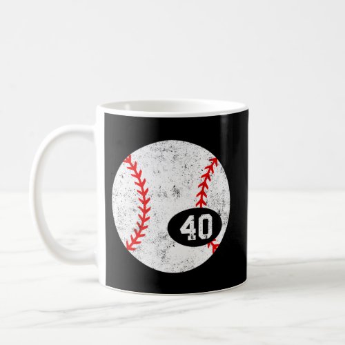 Baseball Sport 40 Jersey Number Distressed Coffee Mug