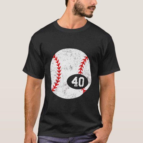 Baseball Sport 40 Jersey Number Distressed T_Shirt