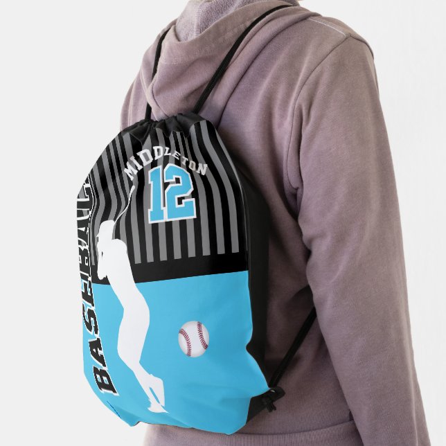Baseball ⚾ Sport - Baby Blue Drawstring Bag (Insitu)
