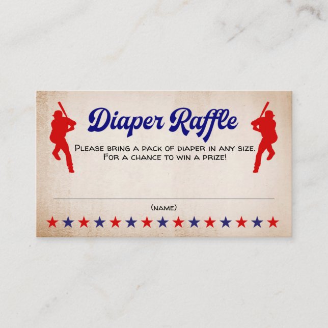 Baseball, Sport Baby Shower, Diaper Raffle Card (Front)
