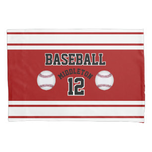 Baseball Sport Ball Design - Dark Red - Editable Pillow Case