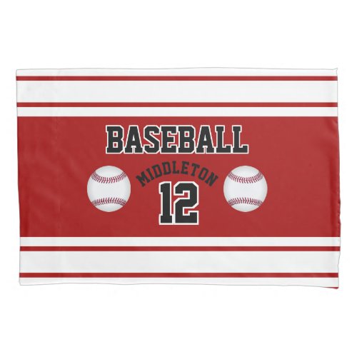 Baseball Sport Ball Design _ Dark Red _ Editable Pillow Case