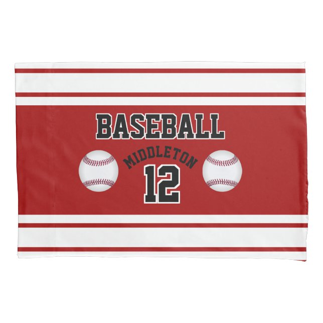 Baseball Sport Ball Design - Dark Red - Editable Pillow Case (Front)