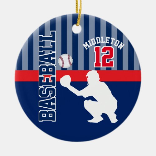 Baseball  Sport _ Dark Blue _ Catcher Ceramic Ornament