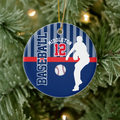 Baseball  Sport _ Dark Blue _ Pitcher Ceramic Ornament