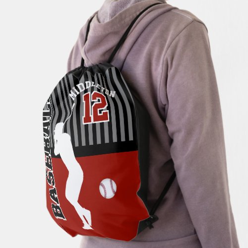 Baseball  Sport _ Dark Red Drawstring Bag