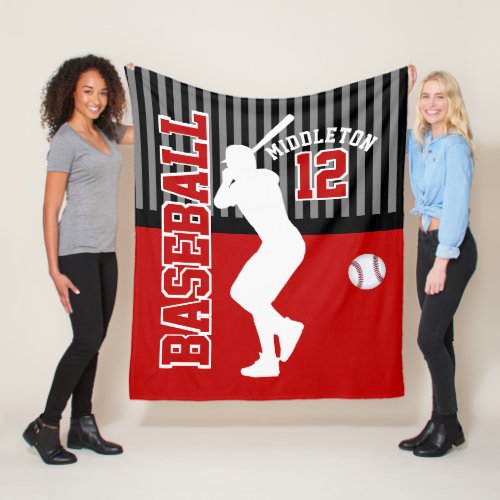 Baseball  Sport _ Dark Red Fleece Blanket
