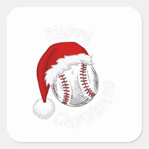 Baseball Sport fans Santa hat Christmas Xmas Square Sticker