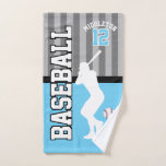Baseball Sport in Baby Blue and Gray Hand Towel<br><div class="desc">Bath Hand Towel. Baseball Sport in baby blue and gray. Need another color(s) or the whole bath towel set? Just contact me through my store or my direct email is below. The perfect gift for a baseball player. ✔Note: This design is a PRINT on ONE side only the back side...</div>