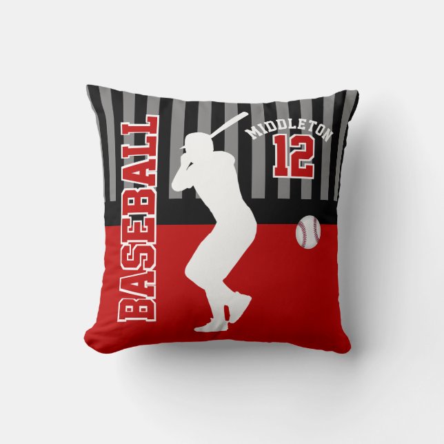 Baseball ⚾ Sport in Dark Red Throw Pillow (Front)