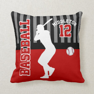 Baseball ⚾ Sport in Dark Red Throw Pillow