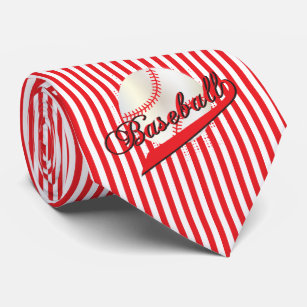 Baseball Sport in Red and White Stripes Tie