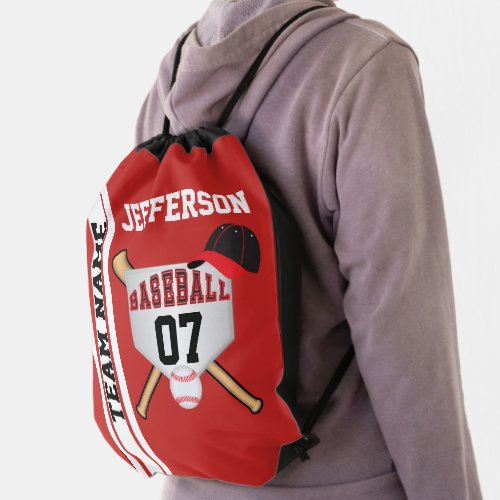 Baseball Sport in Red Black and White Backpack