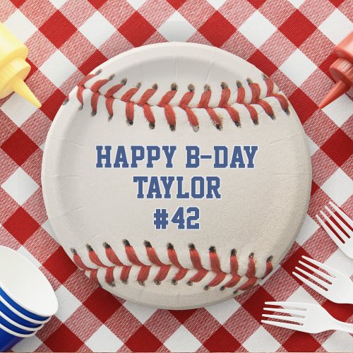 Baseball Sport Player Name Team Number Birthday Paper Plates