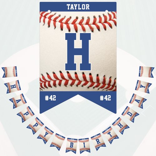 Baseball Sport Team Player Name Happy Birthday Bunting Flags