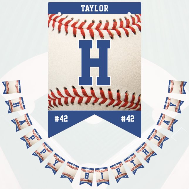 Baseball Sport Team Player Name Happy Birthday Bunting Flags (Creator Uploaded)