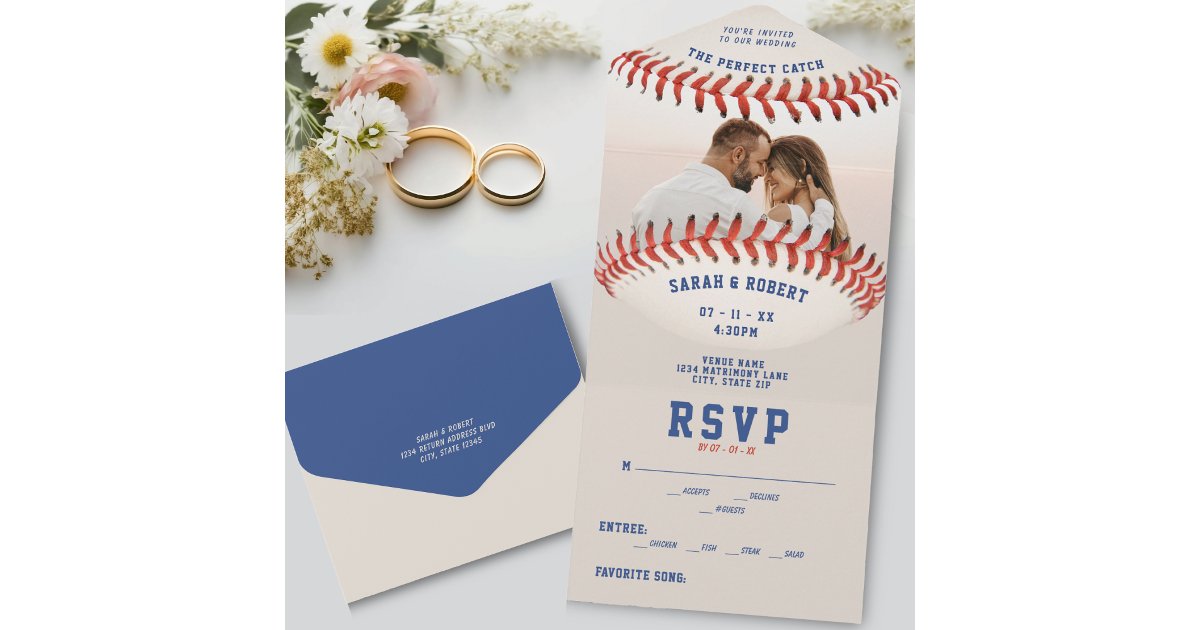 Baseball Sport The Perfect Catch Photo Wedding All In One Invitation ...