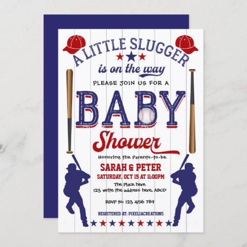 Baseball Sport theme Couple Baby Shower Invitation