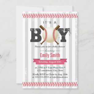 Baseball Sport Theme It's a Boy Baby Shower Invitation