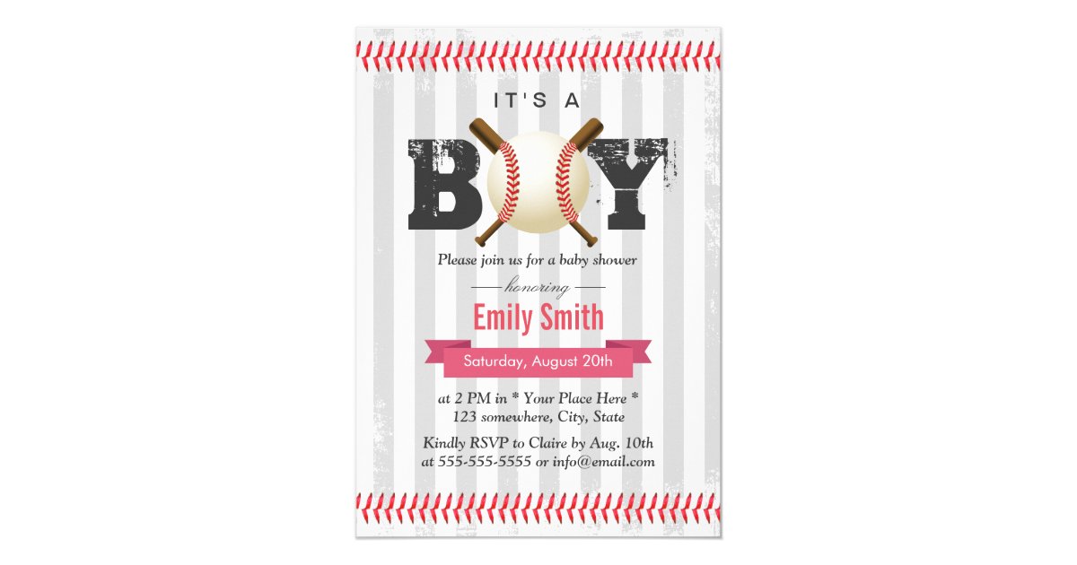 Baseball Sport Theme It S A Boy Baby Shower Invitation Zazzle Com