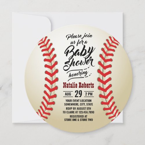 Baseball Sport Theme Typography Baby Shower Invitation
