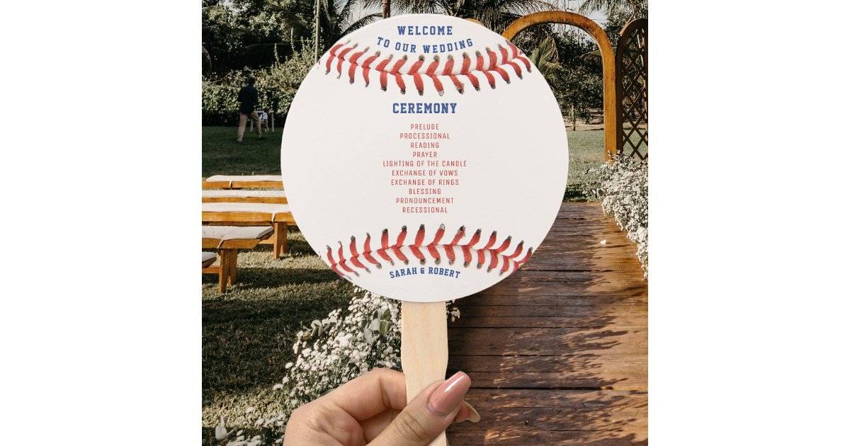 Baseball Sport Wedding Program Hand Fan | Zazzle