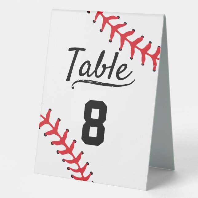 Baseball Sport Wedding Reception Table Tent (Front)