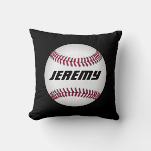 baseball sports add your text personalized black  throw pillow