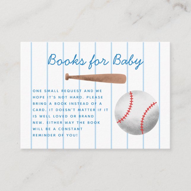 Baseball Sports Baby Shower Book Request Enclosure Card (Front)