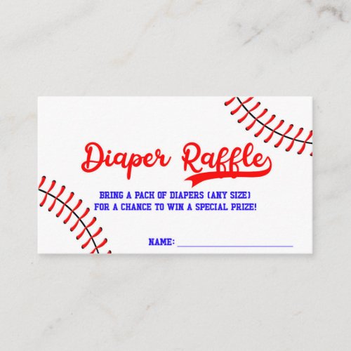 Baseball Sports Baby Shower Diaper Raffle Card