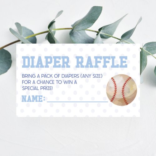 Baseball Sports Baby Shower Diaper Raffle Enclosure Card