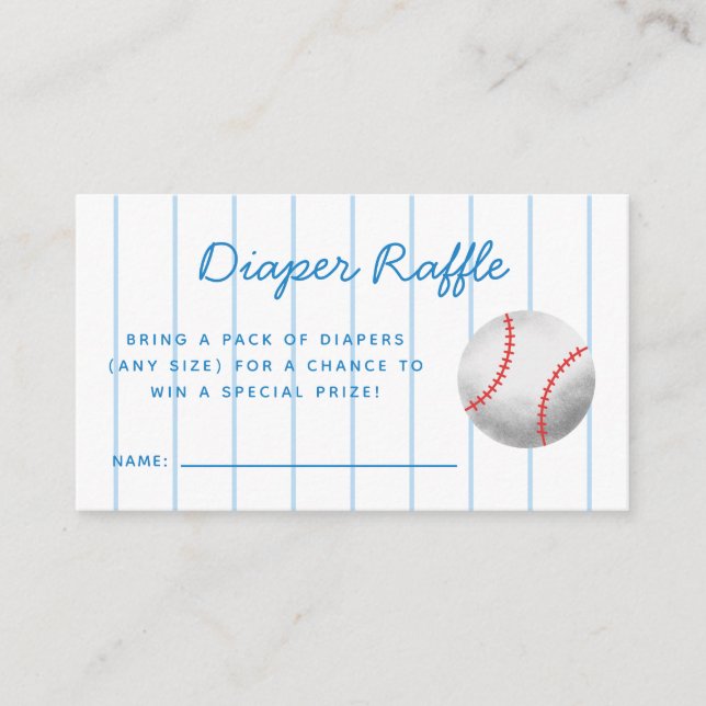 Baseball Sports Baby Shower Diaper Raffle Ticket Enclosure Card (Front)