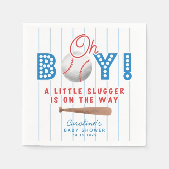 Baseball Sports Baby Shower Oh Baby Napkins (Front)