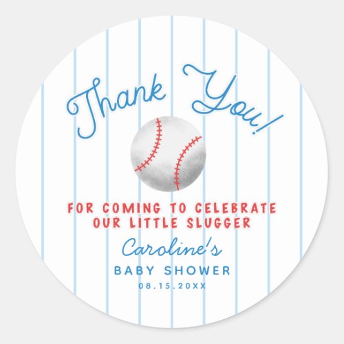 Baseball Sports Baby Shower Thank You Favor Classic Round Sticker