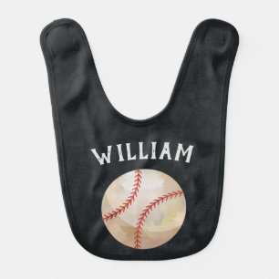 Baseball Sports Ball Player in Training Newborn Baby Bib