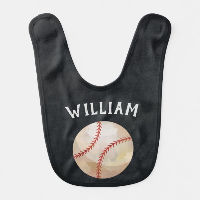 Baseball Sports Ball Player in Training Newborn Baby Bib (Front)