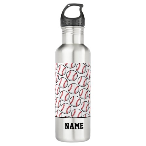 Baseball Sports Balls Name pitcher catcher game Stainless Steel Water Bottle