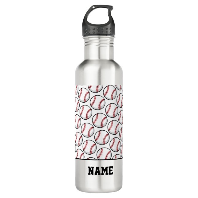 Baseball Sports Balls Name pitcher catcher game Stainless Steel Water Bottle (Front)