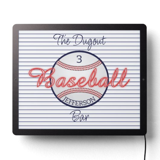Baseball Sports Bar LED Sign (Lights Off)