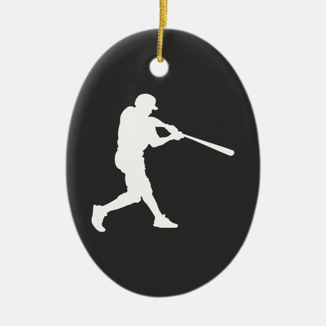 Baseball Sports Batter Custom-Cut Ceramic Ornament (Front)