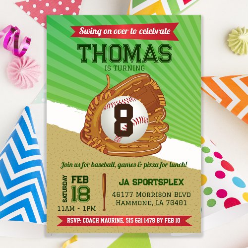 Baseball Sports Birthday Invitation